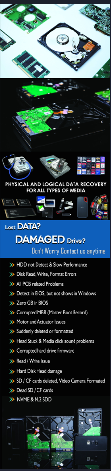 Damaged hard drive received at the lab — before recovery
